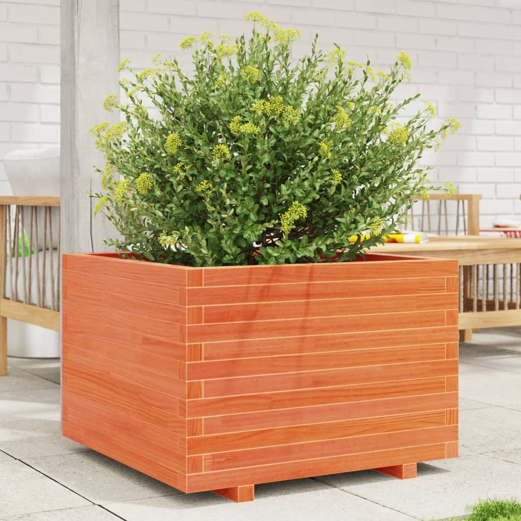 VidaXL Pflanzgefäß 70 x 70 x 49,5 cm, massives Kiefernholz, braun gewaschen