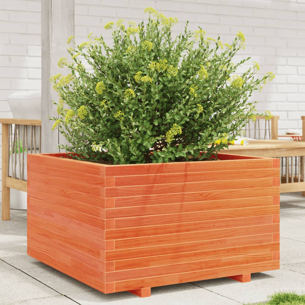 VidaXL Pflanzgefäß 80x80x49,5 cm massives Kiefernholz, braun gewaschen
