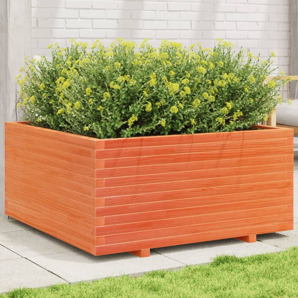 VidaXL Pflanzgefäß 100 x 100 x 49,5 cm, massives Kiefernholz, braun gewaschen