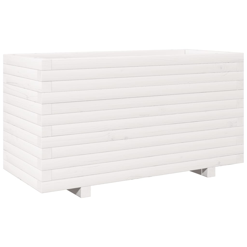 VidaXL Pflanzgefäß 90x40x49,5 cm massives Kiefernholz weiß