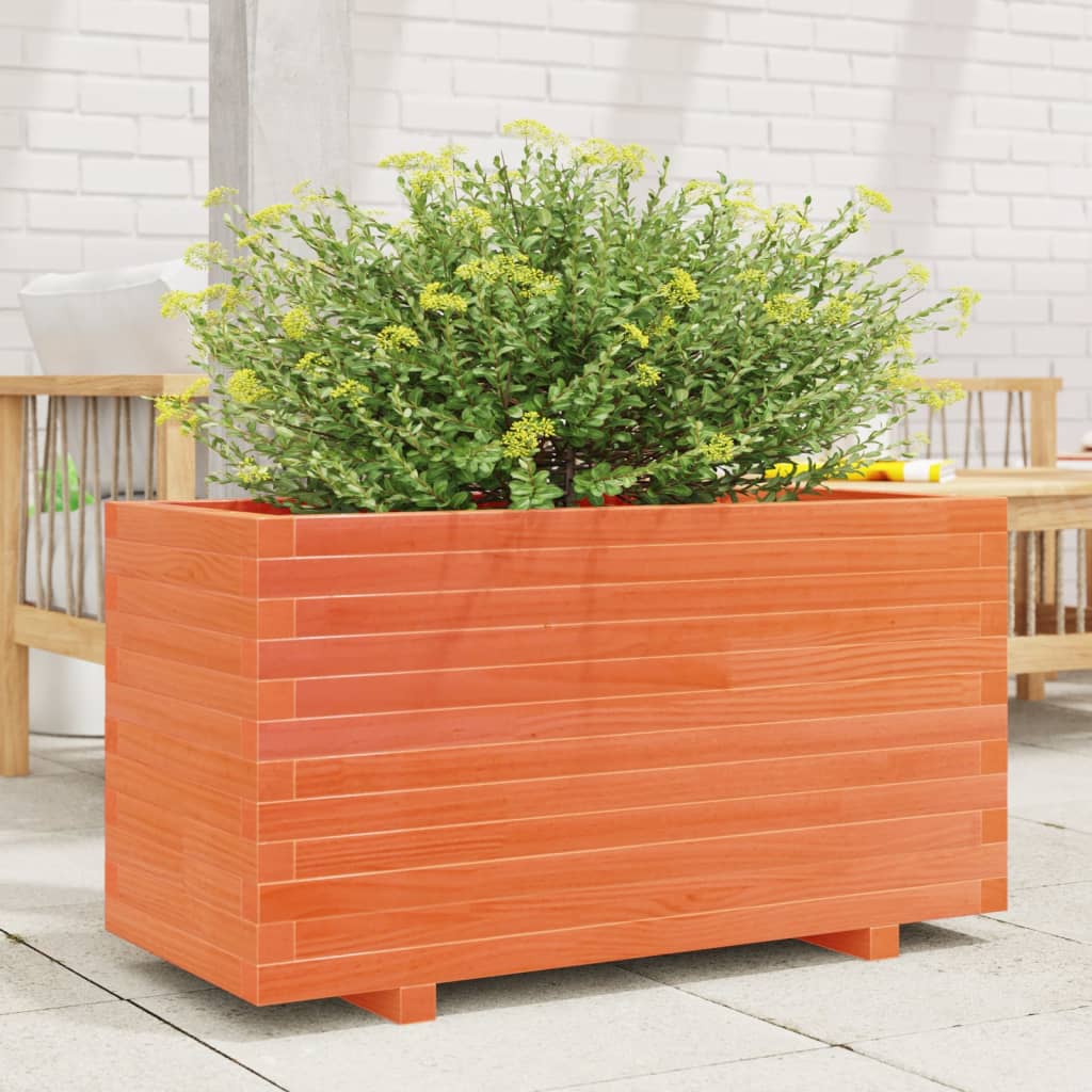 VidaXL Pflanzgefäß 90 x 40 x 49,5 cm, massives Kiefernholz, braun gewaschen