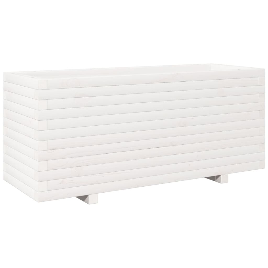 VidaXL Pflanzgefäß 110x40x49,5 cm massives Kiefernholz weiß