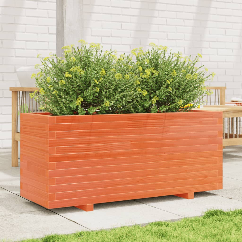 VidaXL Pflanzgefäß 110 x 40 x 49,5 cm, massives Kiefernholz, braun gewaschen