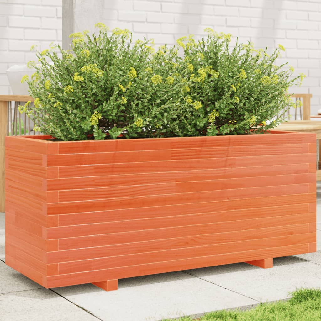 VidaXL Pflanzgefäß 110 x 40 x 49,5 cm, massives Kiefernholz, braun gewaschen