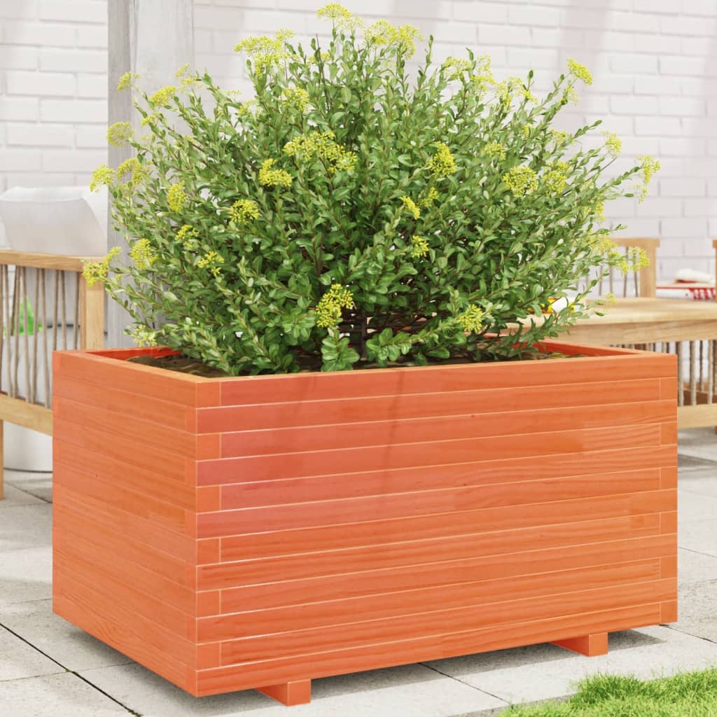 VidaXL Pflanzgefäß 90 x 60 x 49,5 cm, massives Kiefernholz, braun gewaschen