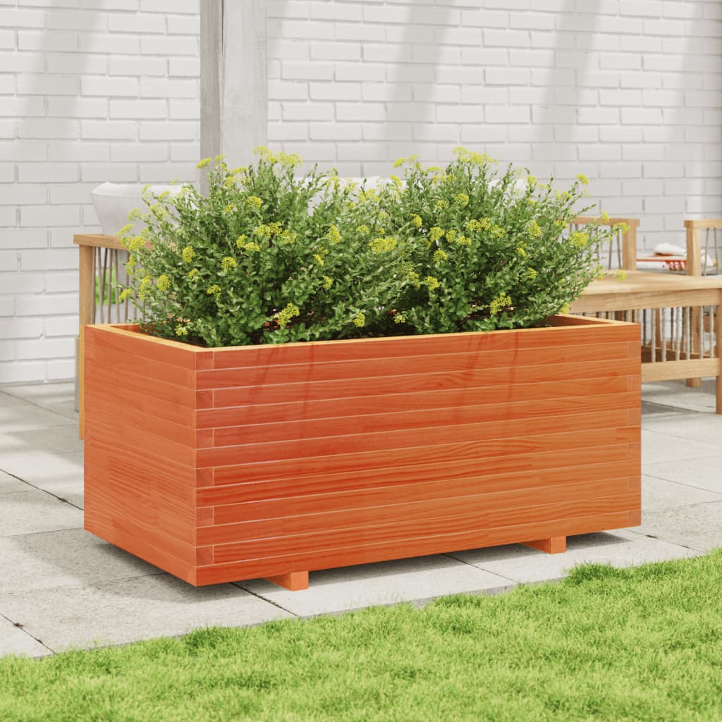 VidaXL Pflanzgefäß 110 x 60 x 49,5 cm, massives Kiefernholz, braun gewaschen