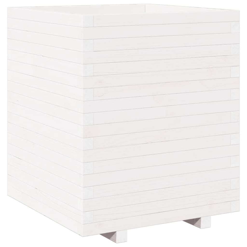VidaXL Pflanzgefäß 60x60x72,5 cm massives Kiefernholz weiß