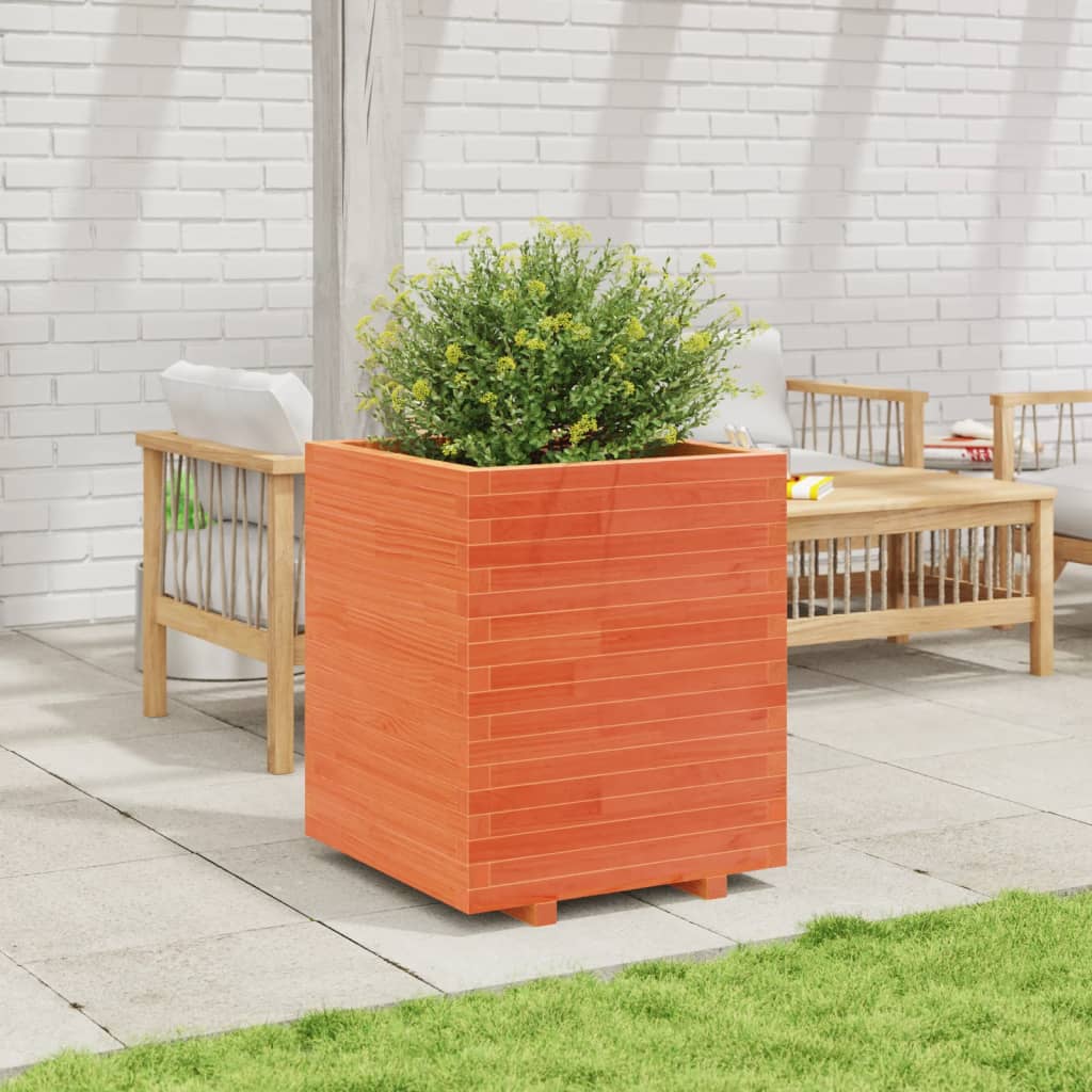 VidaXL Pflanzgefäß 60x60x72,5 cm massives Kiefernholz, braun gewaschen