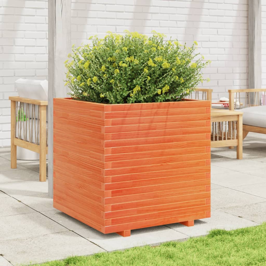 VidaXL Pflanzgefäß 70 x 70 x 72,5 cm, massives Kiefernholz, braun gewaschen