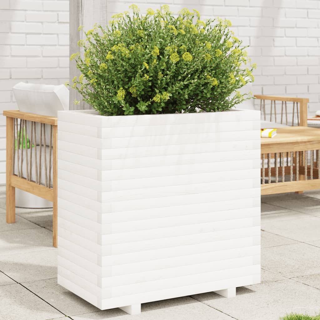VidaXL Pflanzgefäß 70x40x72,5 cm massives Kiefernholz weiß