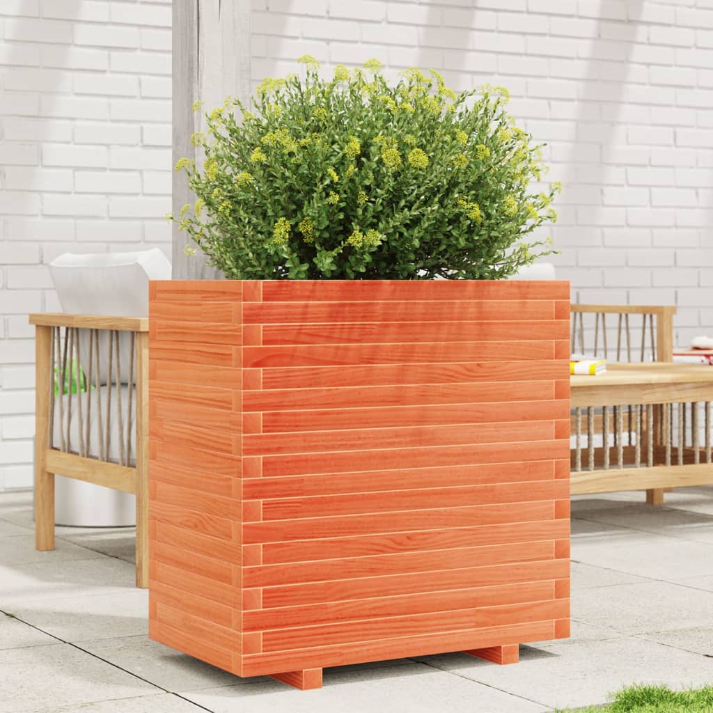 VidaXL Pflanzgefäß 70 x 40 x 72,5 cm, massives Kiefernholz, braun gewaschen