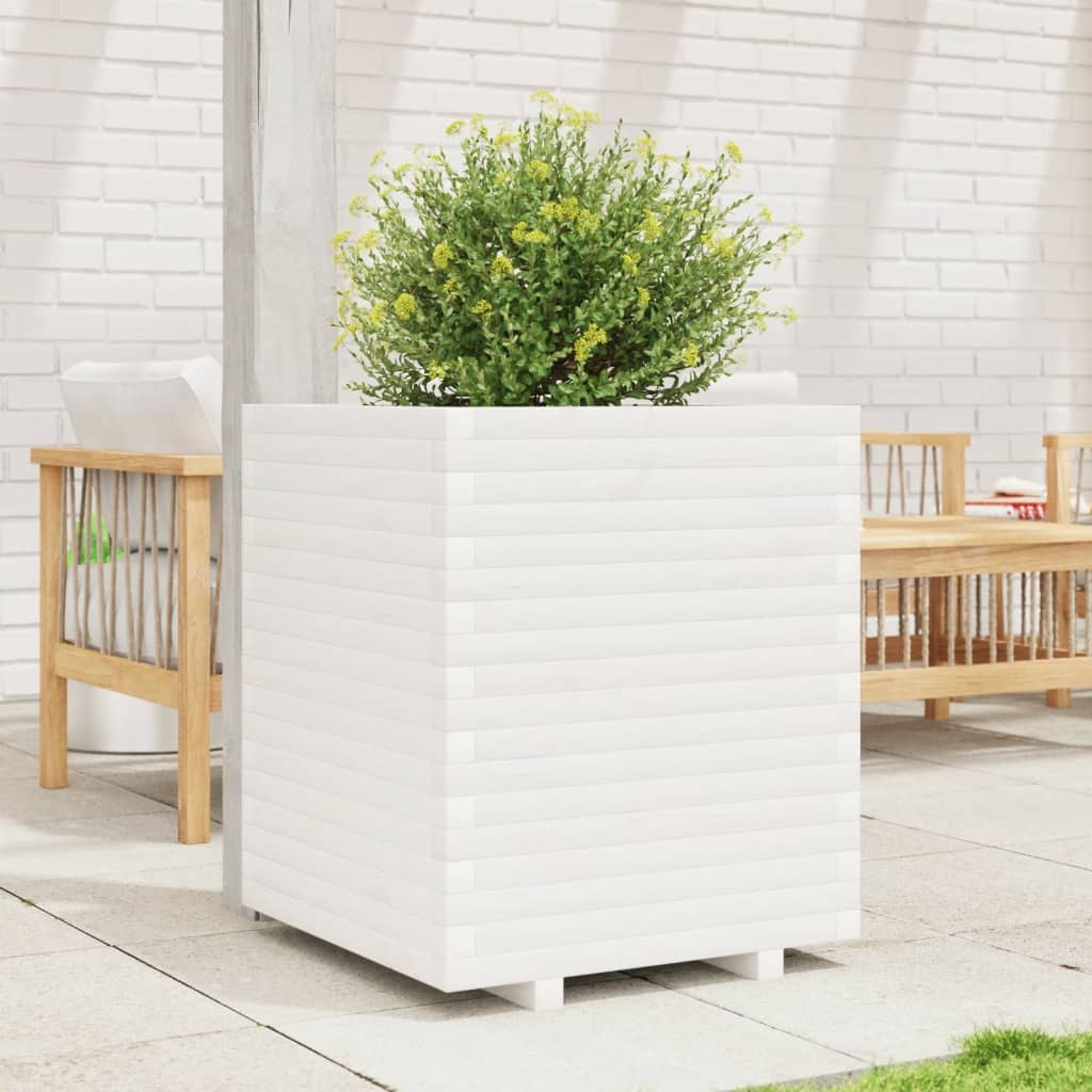 VidaXL Pflanzgefäß 60x60x72 cm massives Kiefernholz weiß