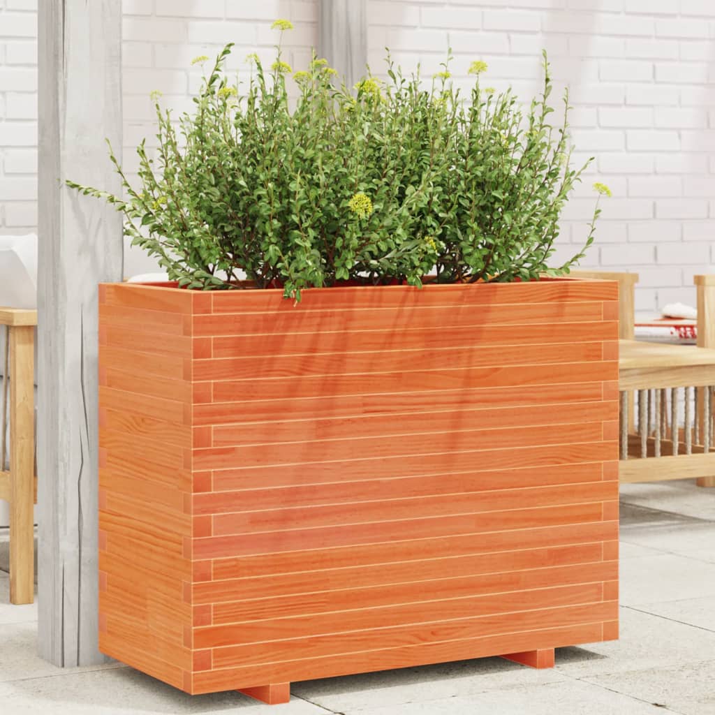 VidaXL Pflanzgefäß 90 x 40 x 72 cm, massives Kiefernholz, braun gewaschen