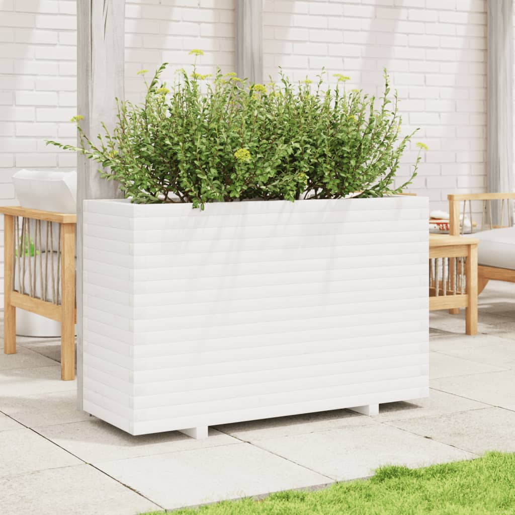 VidaXL Pflanzgefäß 110x40x72 cm massives Kiefernholz weiß