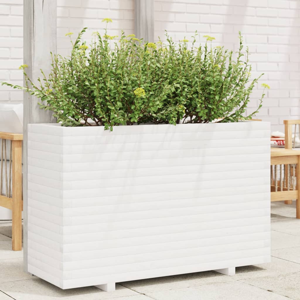 VidaXL Pflanzgefäß 110x40x72 cm massives Kiefernholz weiß