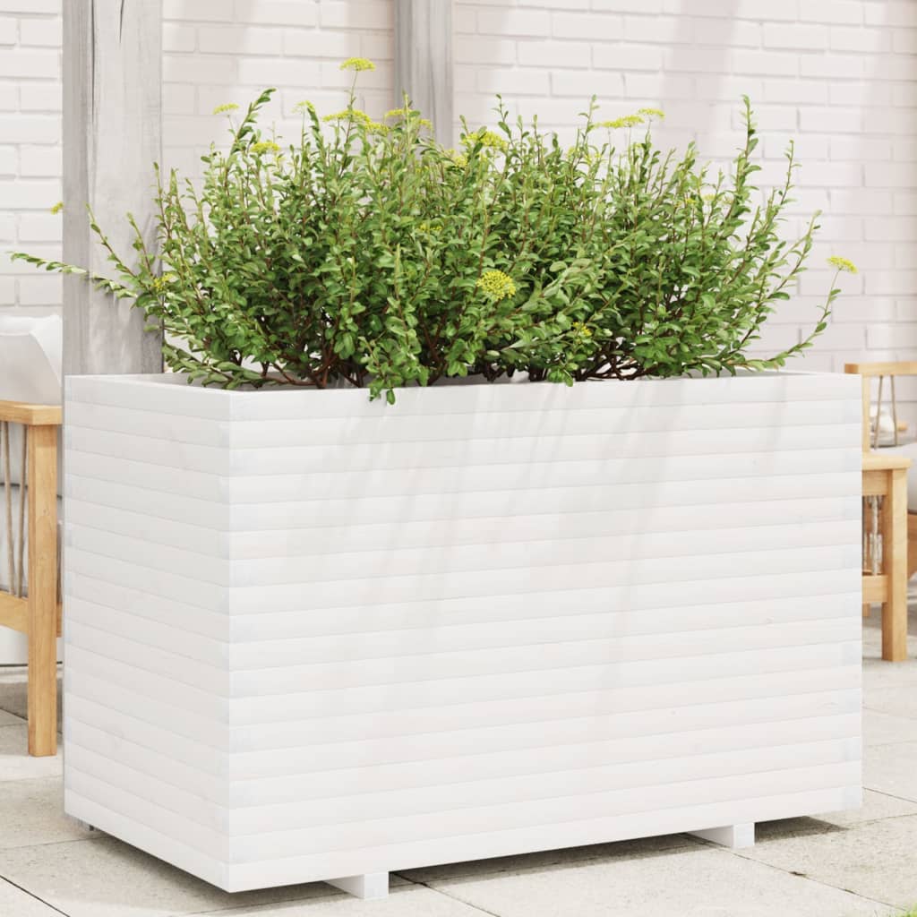 VidaXL Pflanzgefäß 110x60x72 cm massives Kiefernholz weiß