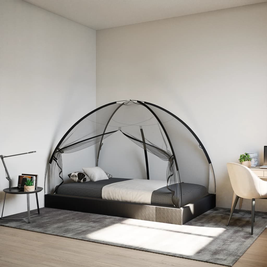 VidaXL Moskitonetz mit Türen Mongolia 220 Mesh 200x120x130 cm Schwarz