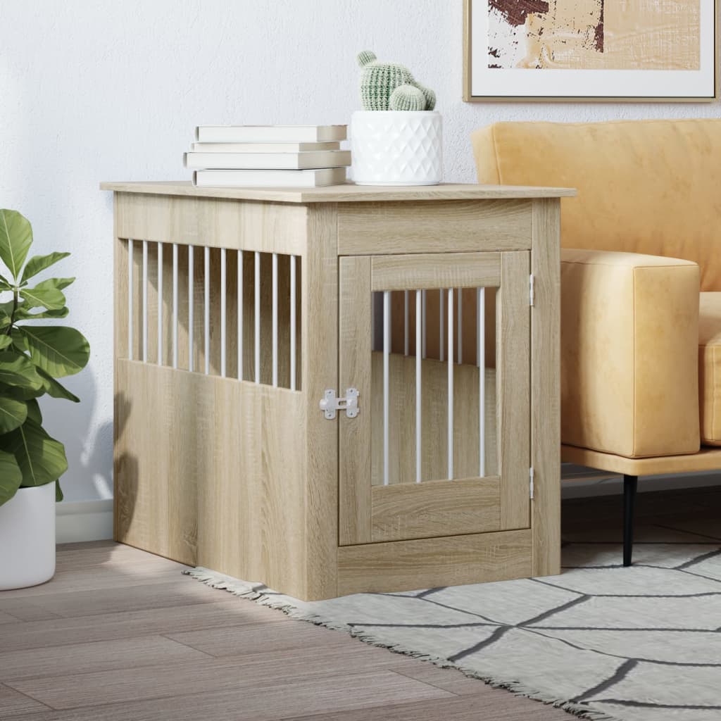 Vidaxl Hundebox 55 x 80 x 68 cm, Holzwerkstoff Sonoma-Eiche farbig