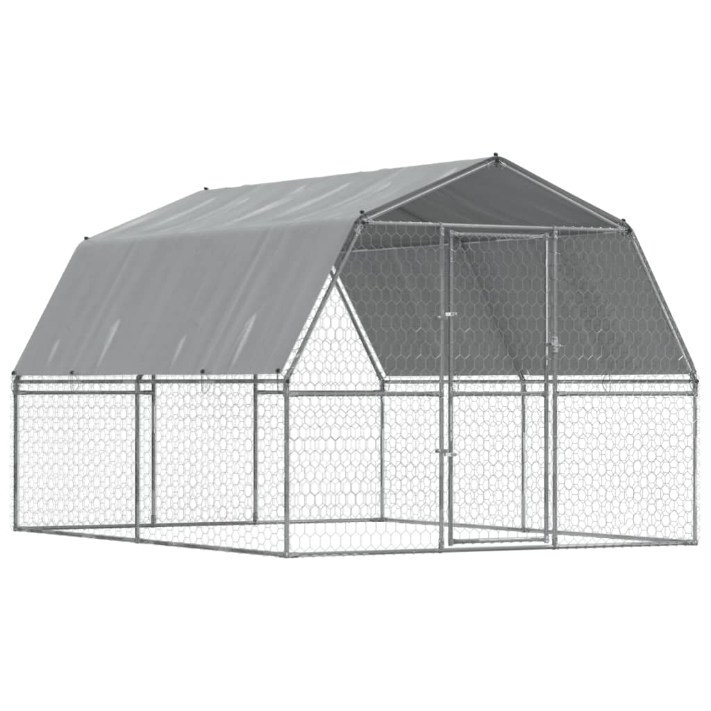 VidaXL Hundehütte mit Dach und Tür aus verzinktem Stahl silberfarben