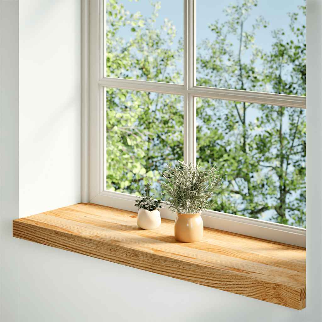 Vidaxl vensterbanken 2 st 90x25x2 cm massiv eikenhout lichtbruin