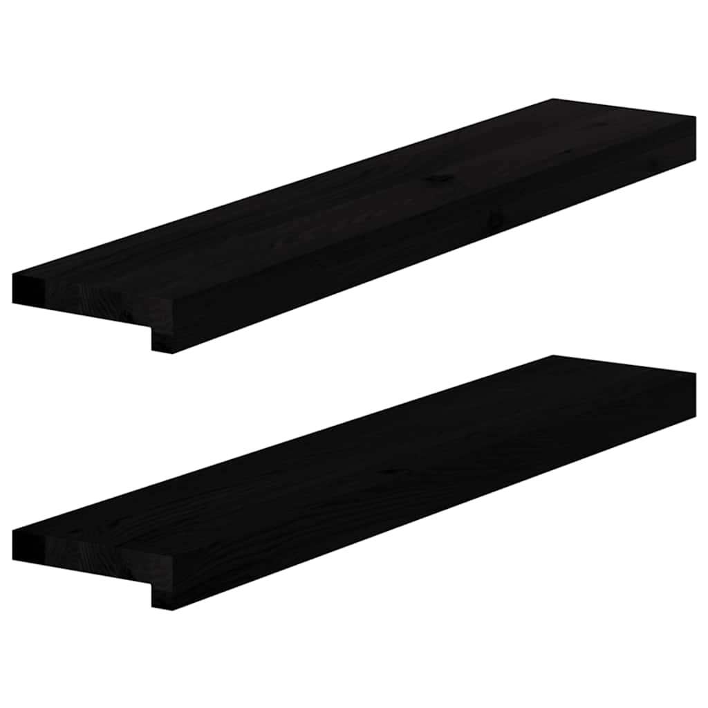 Vidaxx Fensterbänke 2 Stk. 80x15x2 cm Eiche massiv dunkelbraun