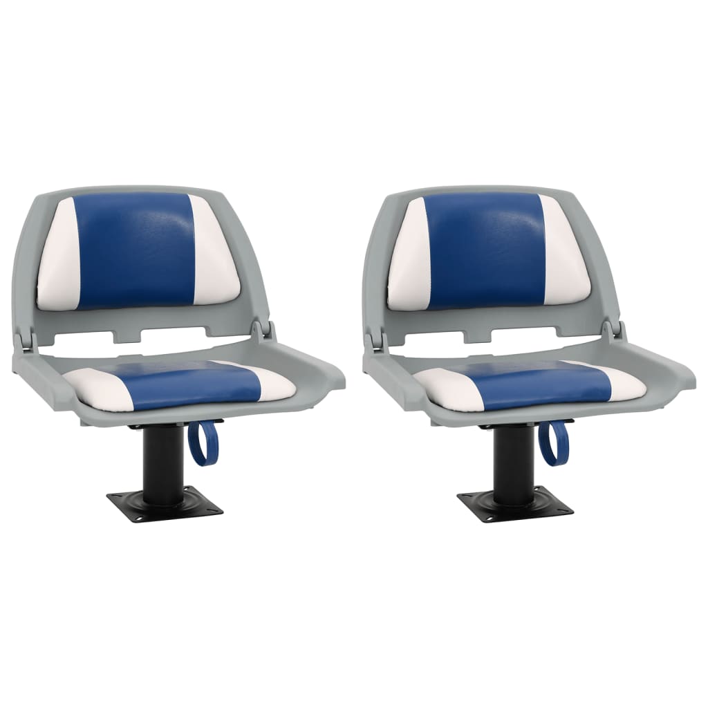VidaXL 4-teiliges Bootsstuhl-Set klappbar 48x51x41 cm Blau und Weiß