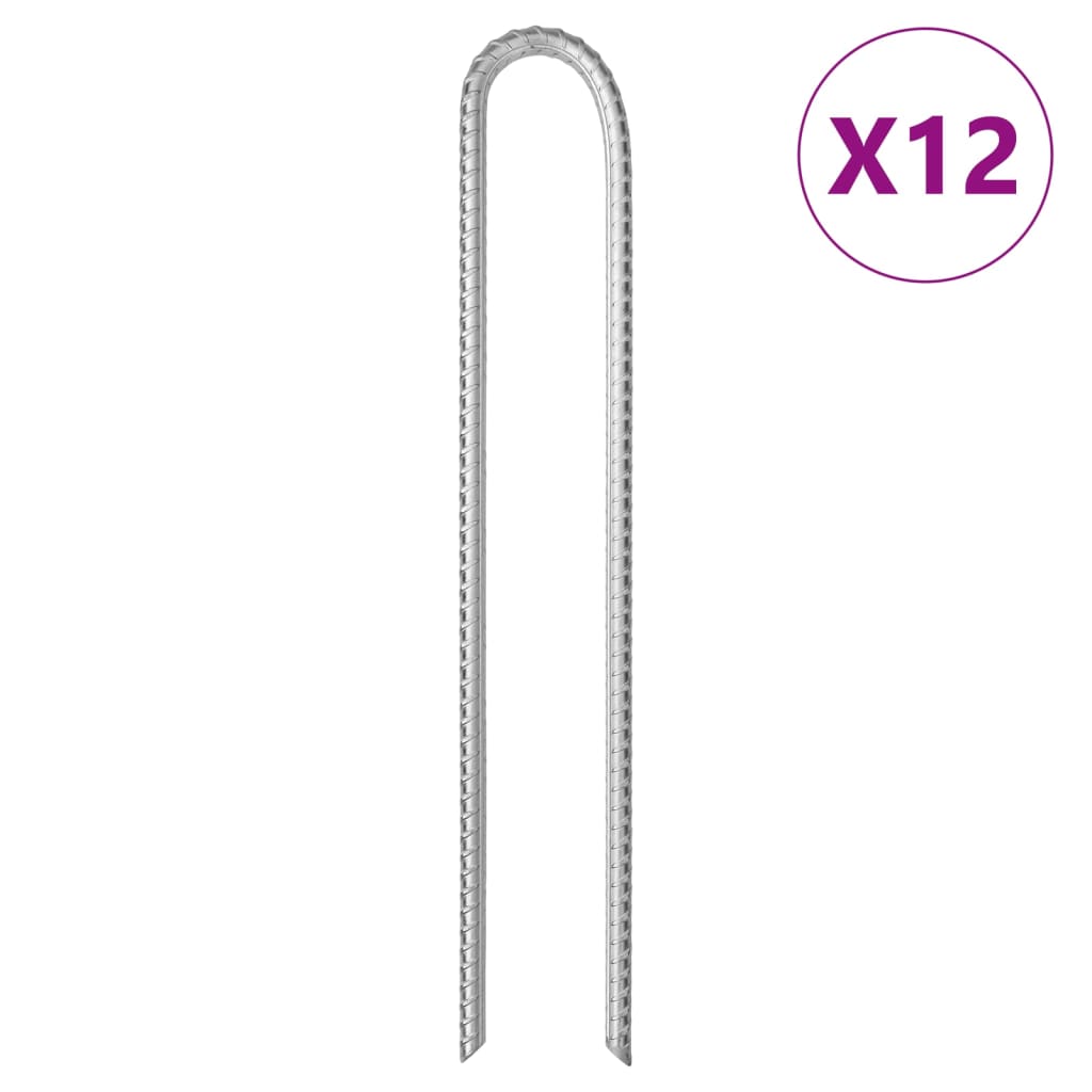 Vidaxl Zeltheringe 12 Stück U-förmig ø10 mm 37 cm verzinkter Stahl