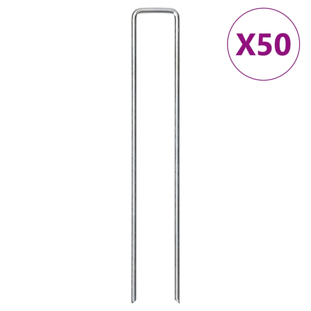 VidaXL Erdnägel 50 Stück U-förmig 20x4 cm verzinkter Stahl