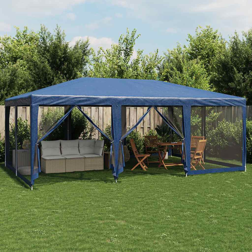VidaXL Partyzelt mit 10 Mesh-Seitenwänden 6x4 m HDPE blau