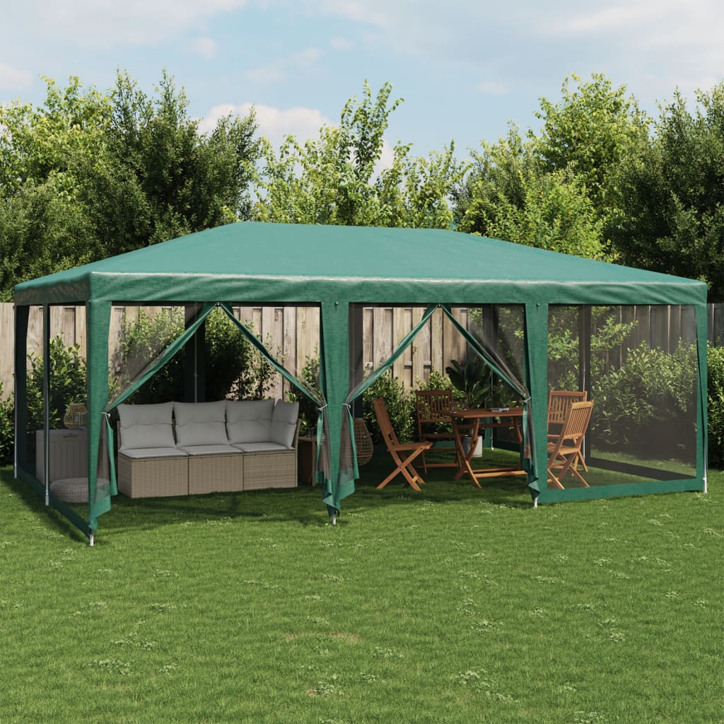 VidaXL Partyzelt mit 10 Mesh-Seitenwänden 6x4 m HDPE grün