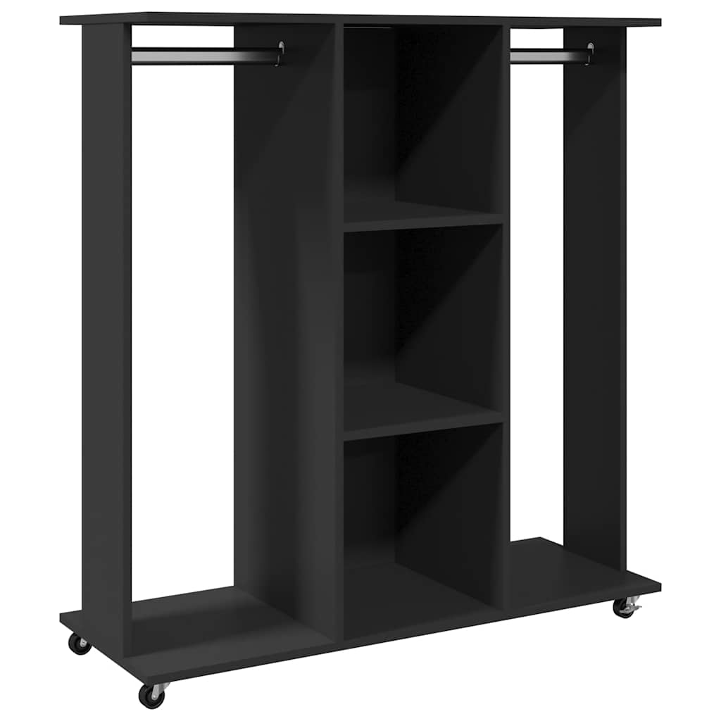VidaXL Kleiderschrank mit Rollen 102x38x110 cm, lackiertes Holz schwarz