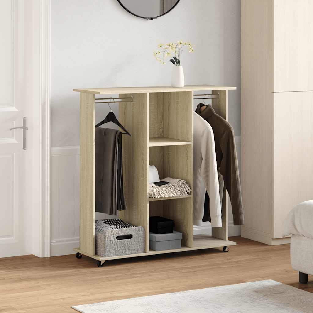 Vidaxxl Kleiderschrank mit Rollen 102x38x110 cm Holzwerkstoff Sonoma-Eiche