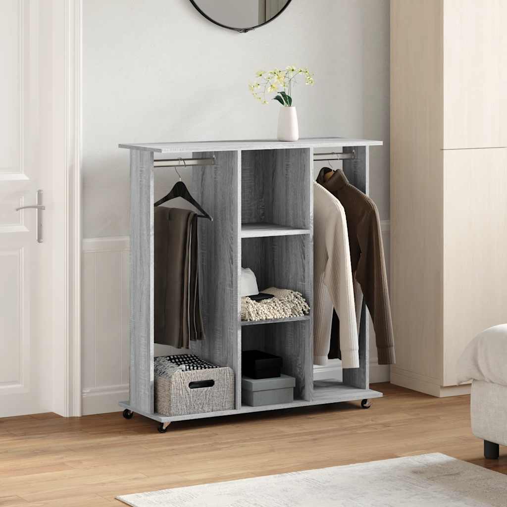 Vidaxxl Kleiderschrank mit Rollen 102x38x110 cm Holz Sonoma Eiche grau