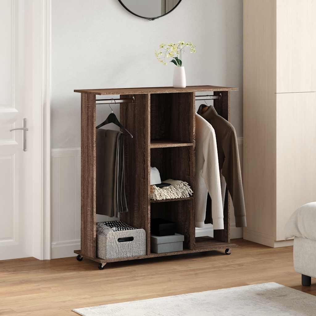 Vidaxxl-Kleiderschrank mit Rollen 102x38x110 cm, fertiges Holz, braune Eiche