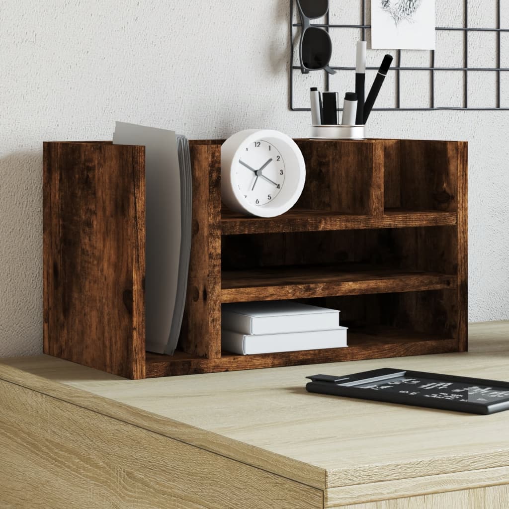 VidaXL Schreibtisch-Organizer 44,5 x 24 x 25 cm, verarbeitetes Holz, Farbe geräucherte Eiche