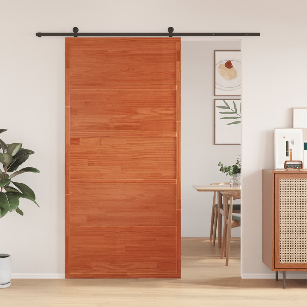 Vidaxx Schiebetür 100x208 cm massives Kiefernholz, waschbraun