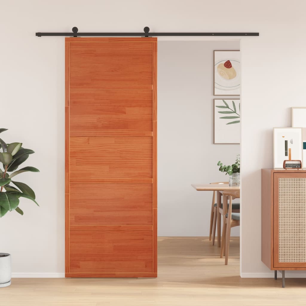 Vidaxx Schiebetür 80x208 cm massives Kiefernholz, waschbraun