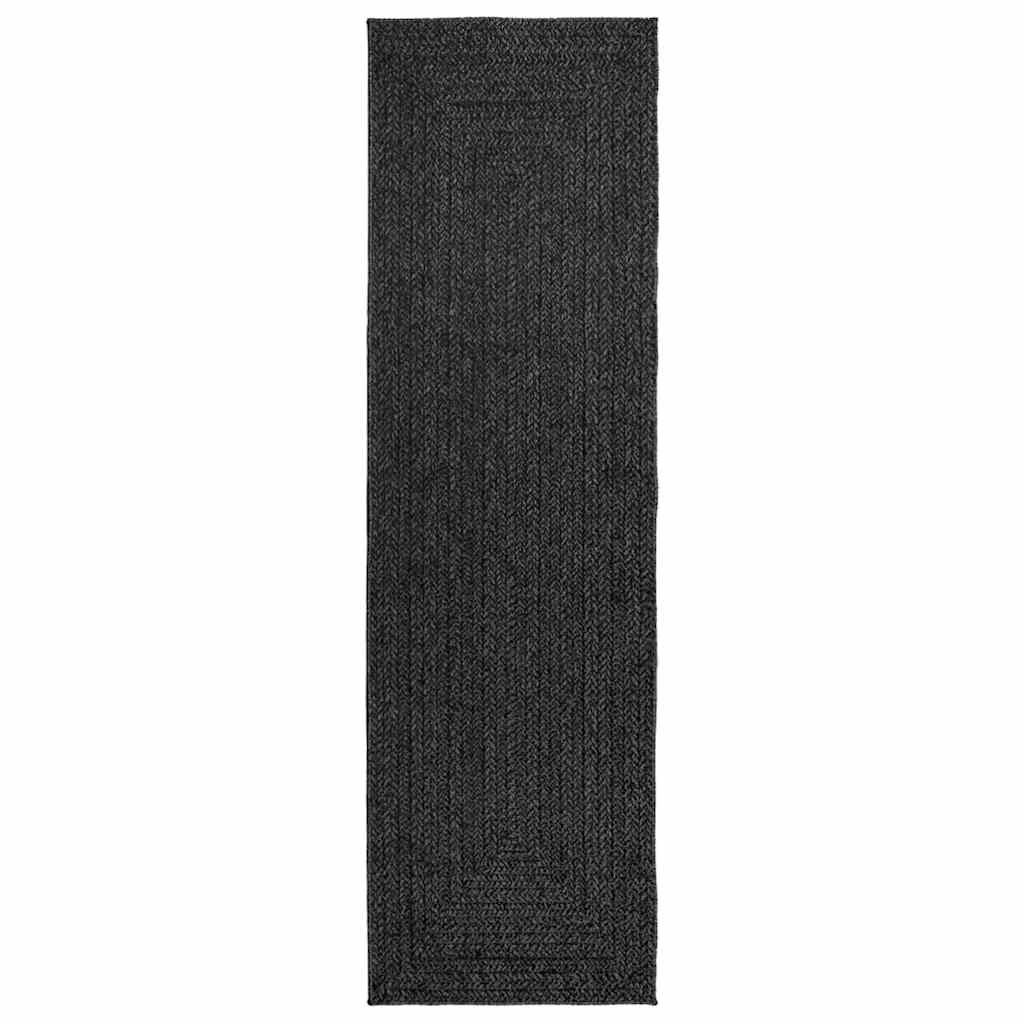 VidaXL Teppich Zizur drinnen und draußen 80x250 cm Juteoptik Anthrazit