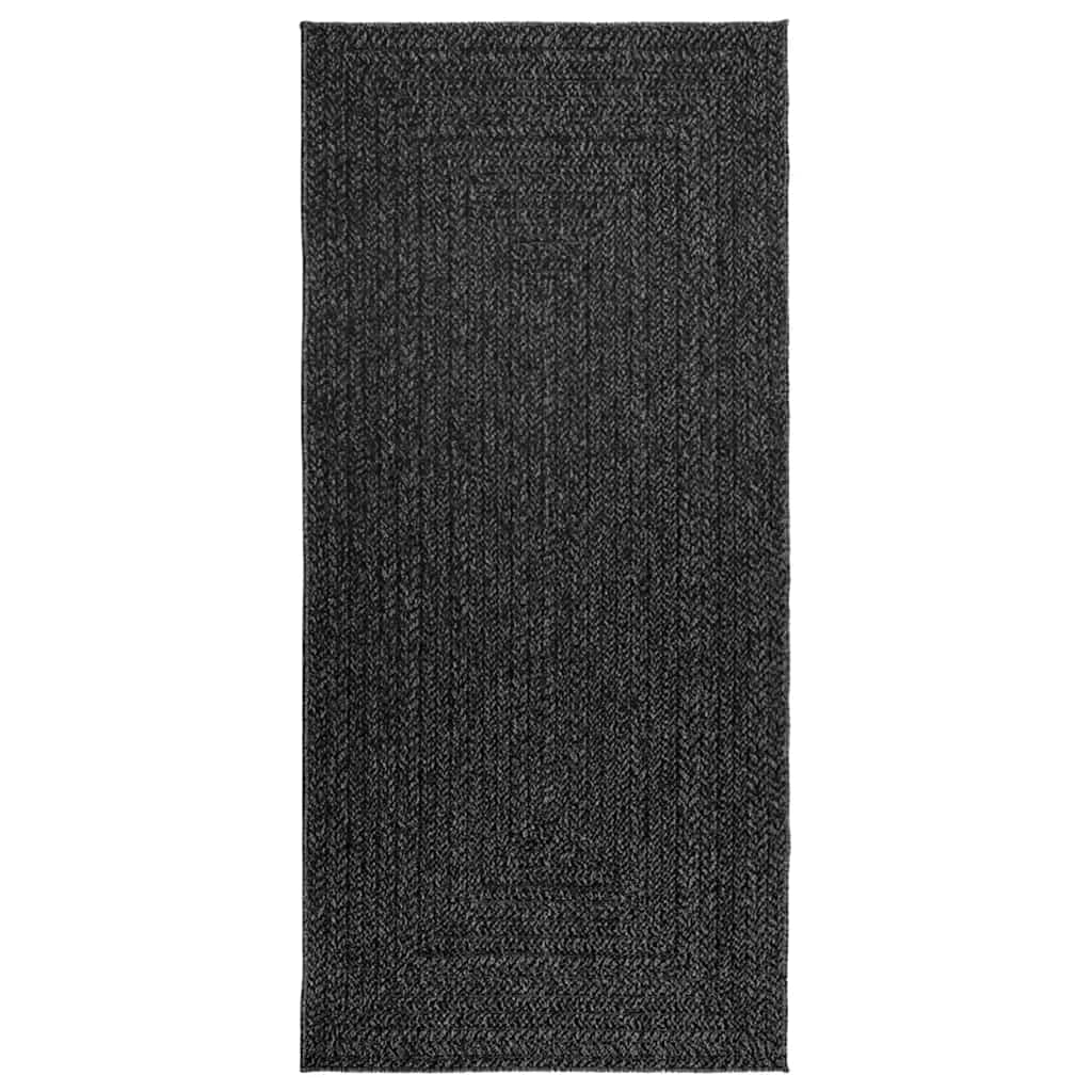 VidaXL Teppich Zizur Indoor und Outdoor 100x200cm Juteoptik Anthrazit