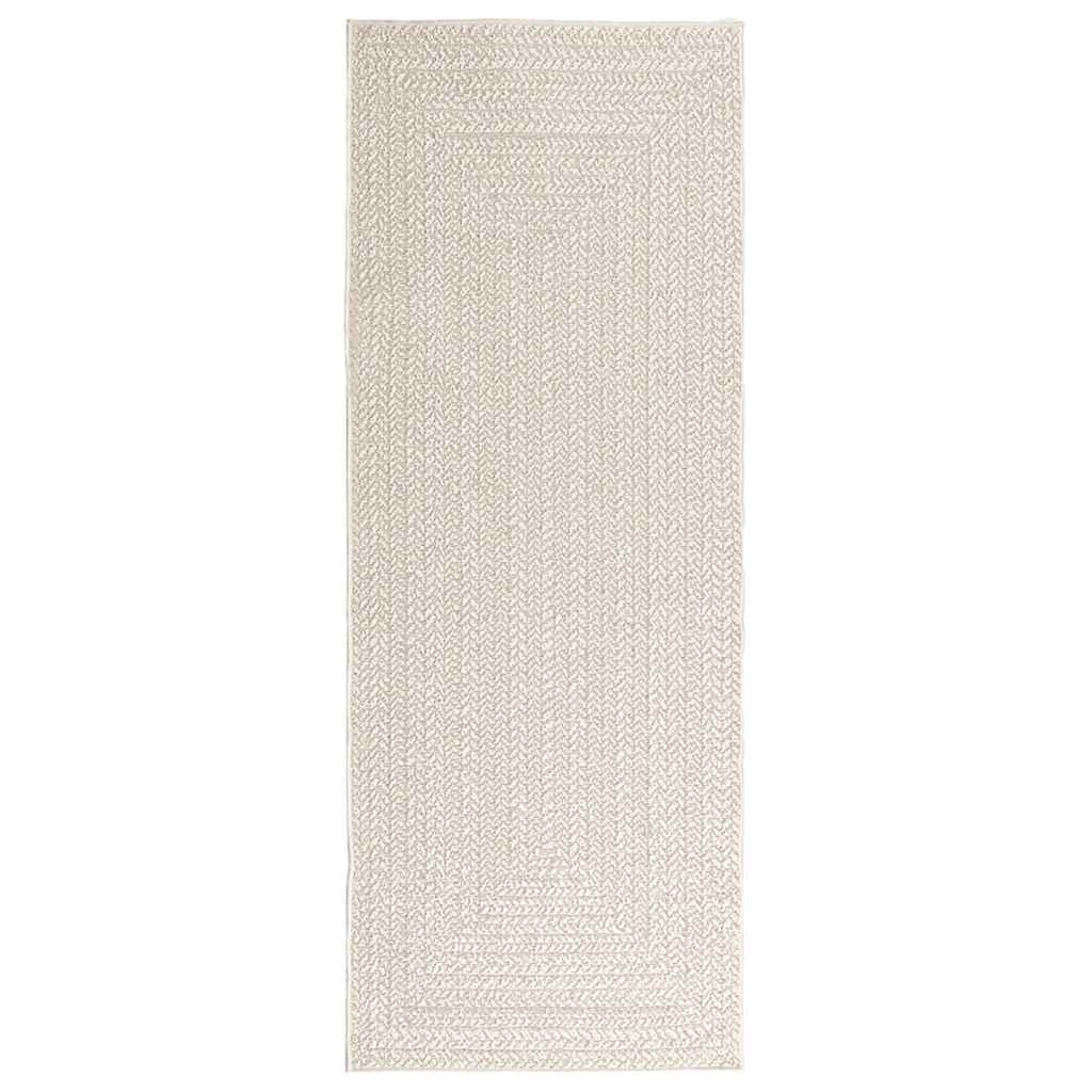 VidaXL Teppich Zizur Creme drinnen und draußen 80x200 cm Juteoptik