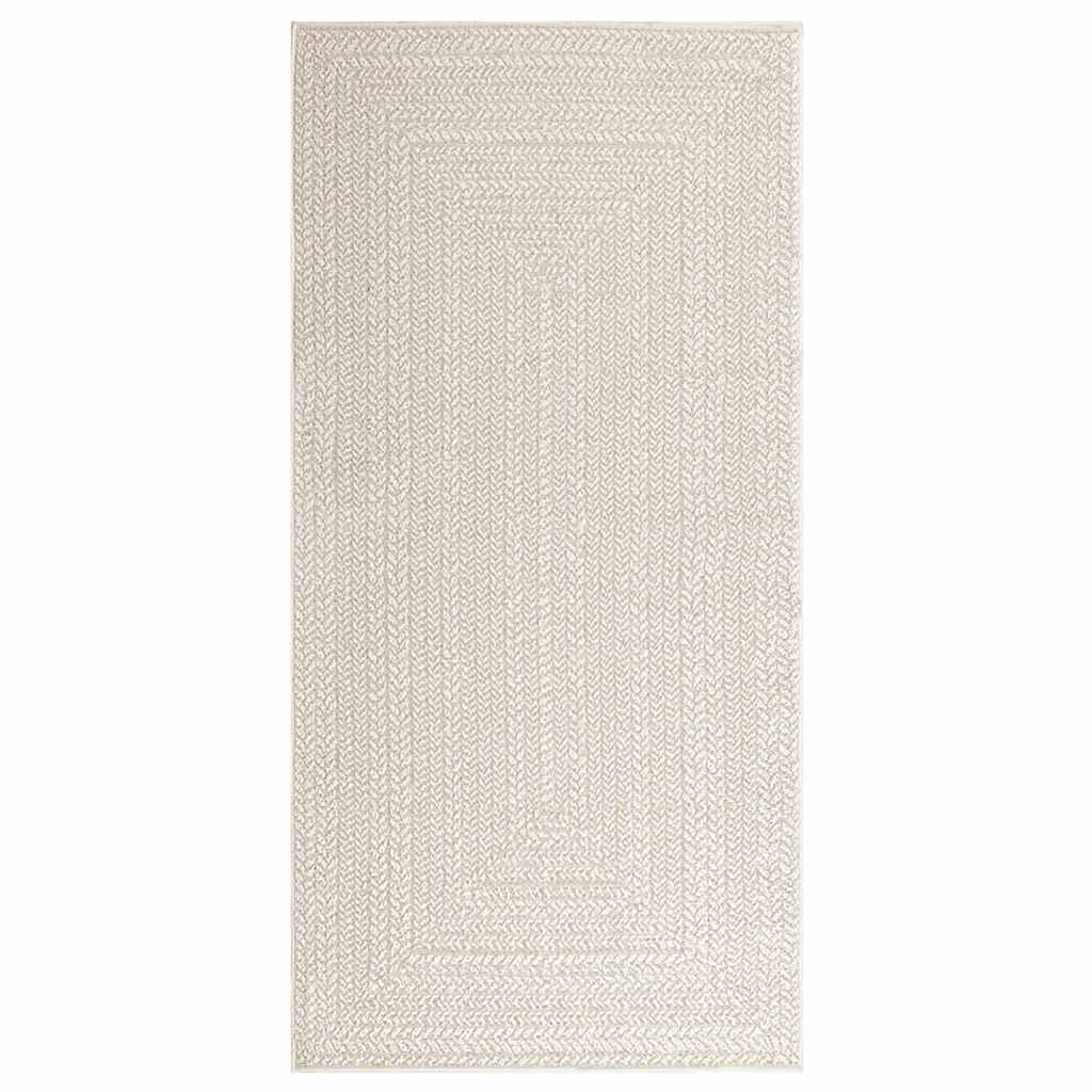 VidaXL Teppich Zizur Creme drinnen und draußen 100x200 cm Juteoptik