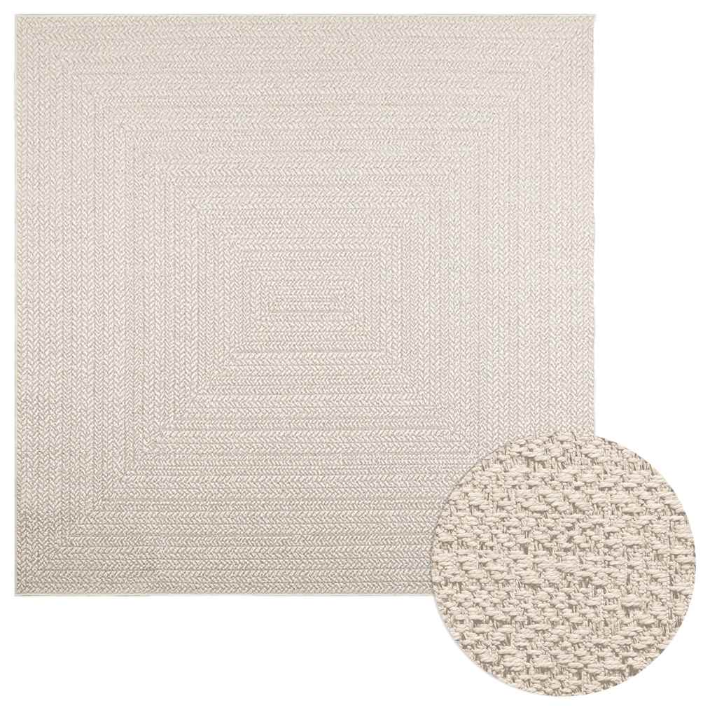 VidaXL Teppich Zizur Creme drinnen und draußen 200x200 cm Juteoptik