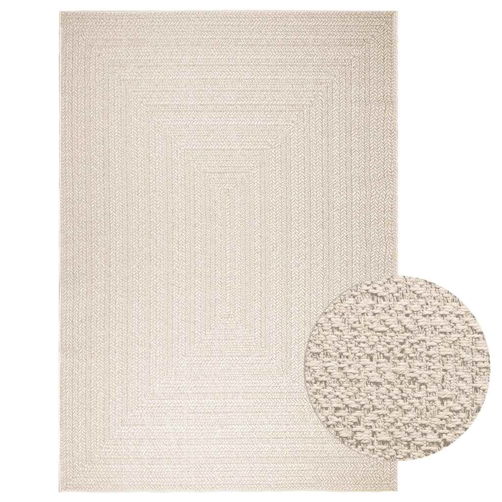VidaXL Teppich Zizur Creme drinnen und draußen 200x290 cm Juteoptik