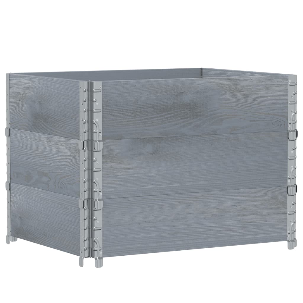 VidaXL Palettenaufsatzrahmen 3 Stk. 80x60 cm massives Kiefernholz grau