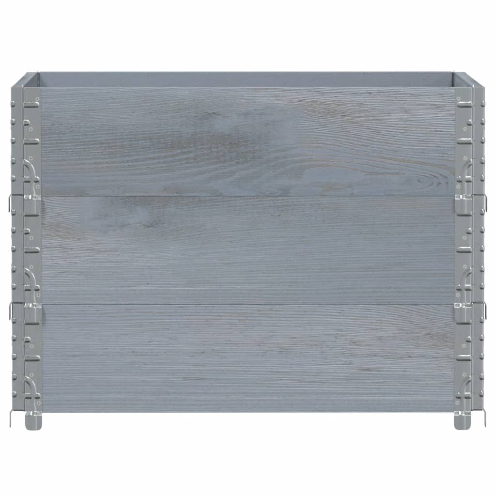 VidaXL Palettenaufsatzrahmen 3 Stk. 80x60 cm massives Kiefernholz grau