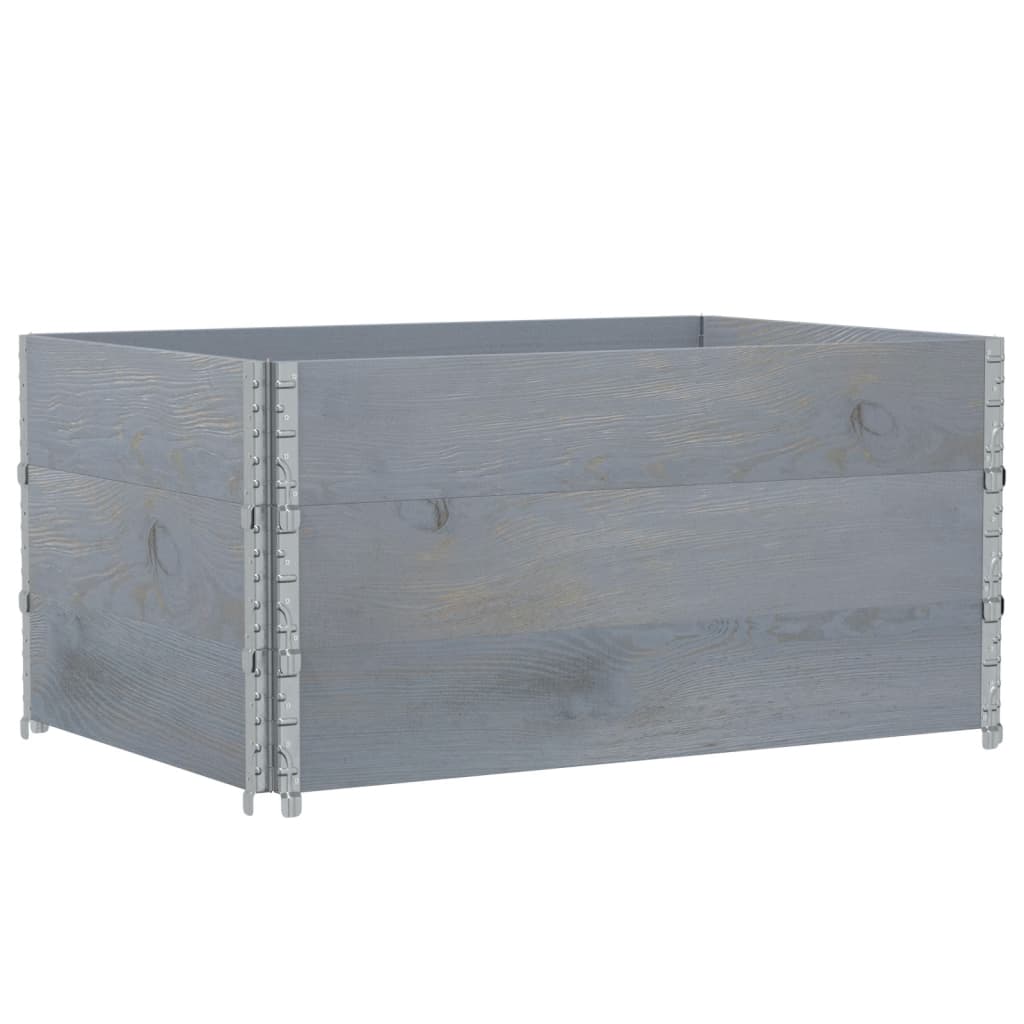 VidaXL Palettenaufsatzrahmen 3 Stk. 120x80 cm massives Kiefernholz grau