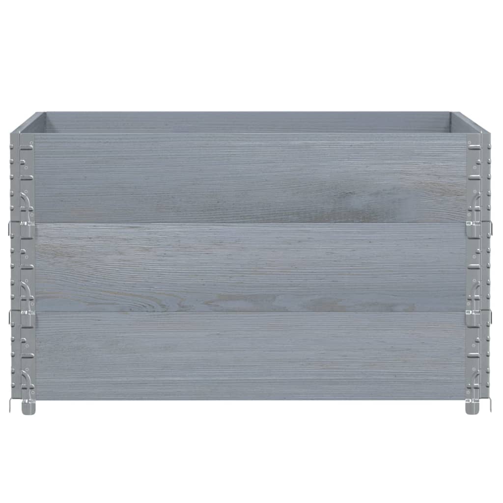 VidaXL Palettenaufsatzrahmen 3 Stk. 100x100 cm massives Kiefernholz grau