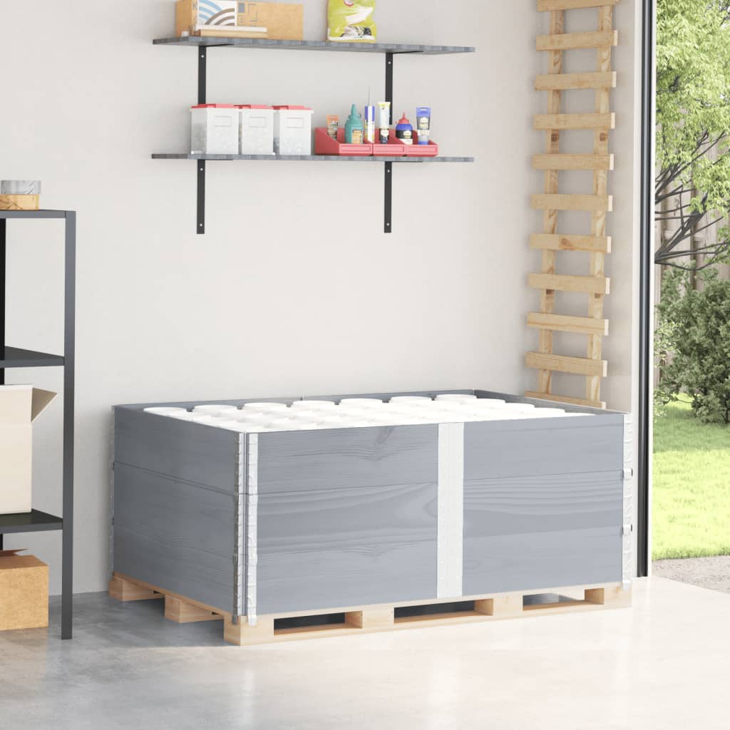 VidaXL Palettenaufsatzrahmen 3 Stk. 150x100 cm massives Kiefernholz grau