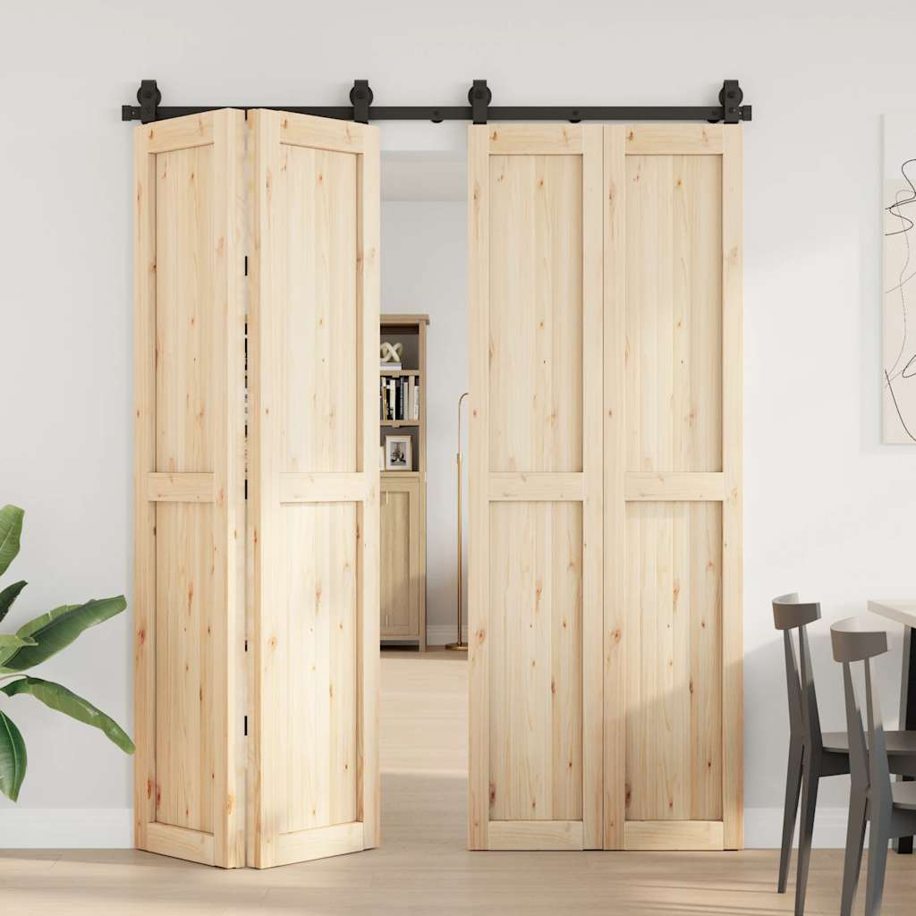 Vidaxxl Box mit Teilen für Schiebetür 183 cm Stahl schwarz