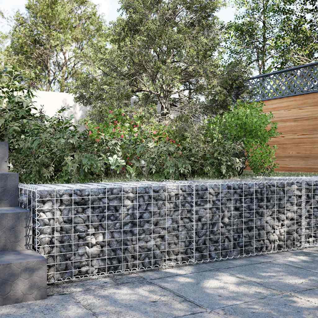 VidaXL Gabione 200x50x50 cm verzinktes Eisen silberfarben